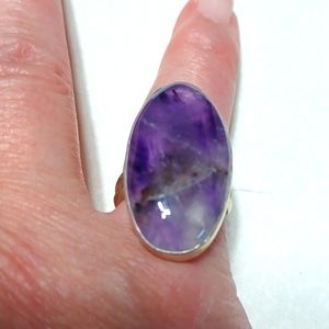 Amethyst ring size 7 cocktail silver purple lavender gemstone handmade jewelry